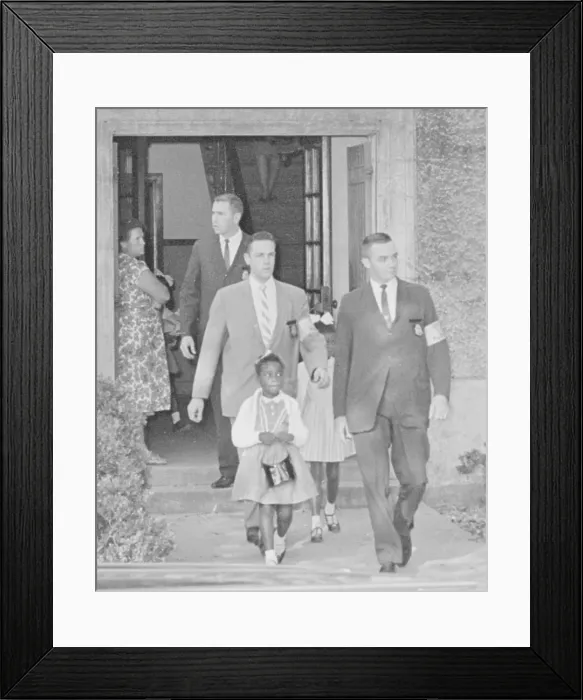 Framed Print : Marshals Escort Girls from School Framed Print : Marshals Escort Girls from School