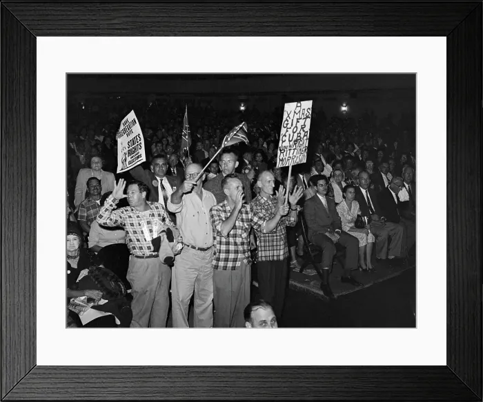 Framed Print : Spectators Wave Signs Protesting Integration Framed Print : Spectators Wave Signs Protesting Integration