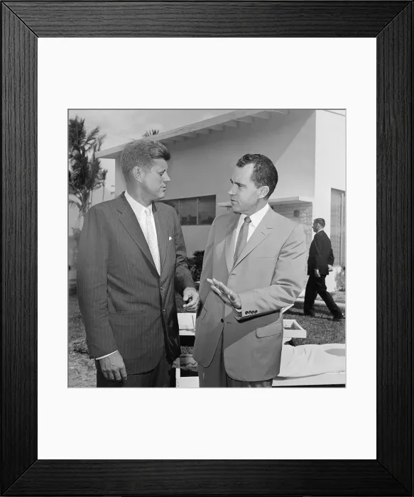 Framed Print : John F. Kennedy Speaking with Richard Nixon Framed Print : John F. Kennedy Speaking with Richard Nixon
