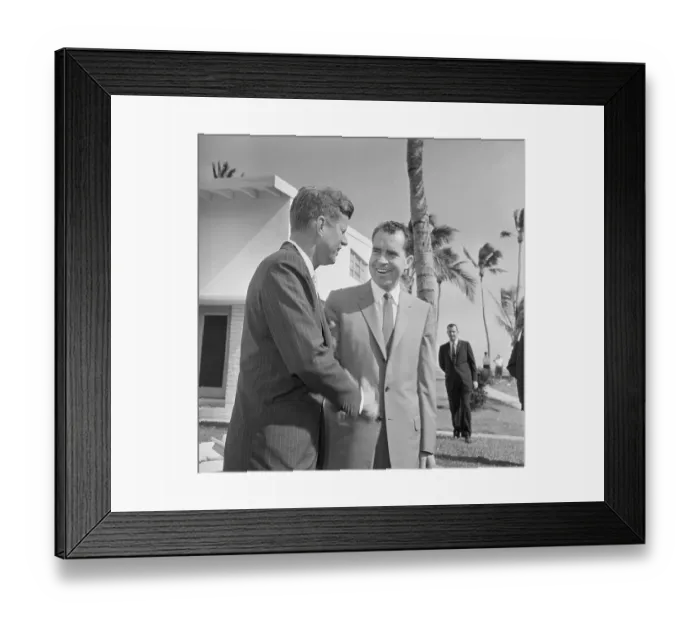 Framed Print : Nixon And Kennedy Shaking Hands After Election Framed Print : Nixon And Kennedy Shaking Hands After Election