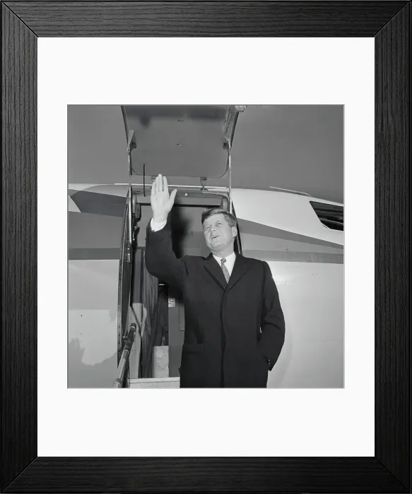 Framed Print : John Kennedy Waving to People Framed Print : John Kennedy Waving to People