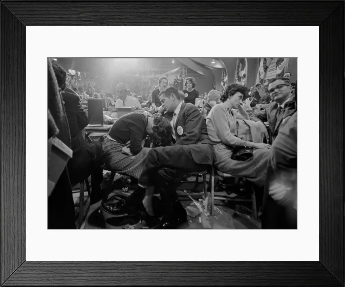 Framed Print : Tired Members of the Press Waiting for Senator Kennedy Framed Print : Tired Members of the Press Waiting for Senator Kennedy