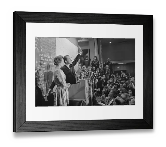 Framed Print : Richard Nixon Waving to Crowd Framed Print : Richard Nixon Waving to Crowd