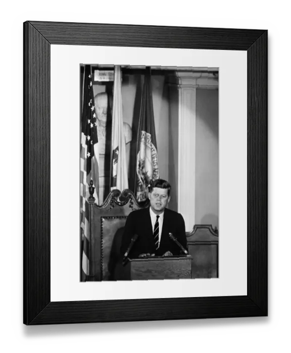 Framed Print : John Kennedy Delivering Campaign Speech Framed Print : John Kennedy Delivering Campaign Speech