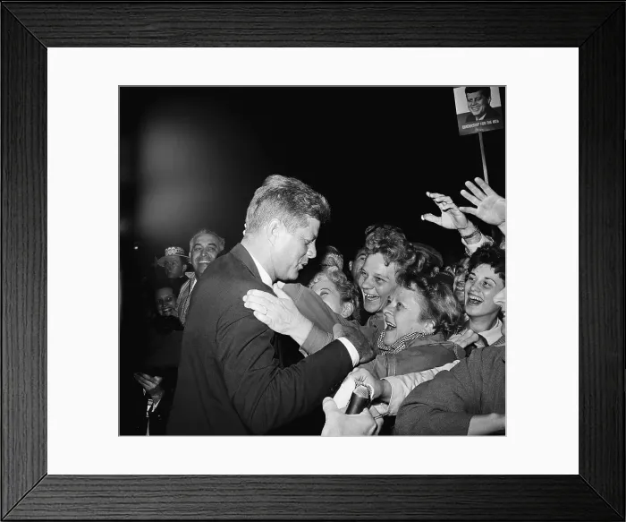 Framed Print : John Kennedy Greeting Supporters Framed Print : John Kennedy Greeting Supporters
