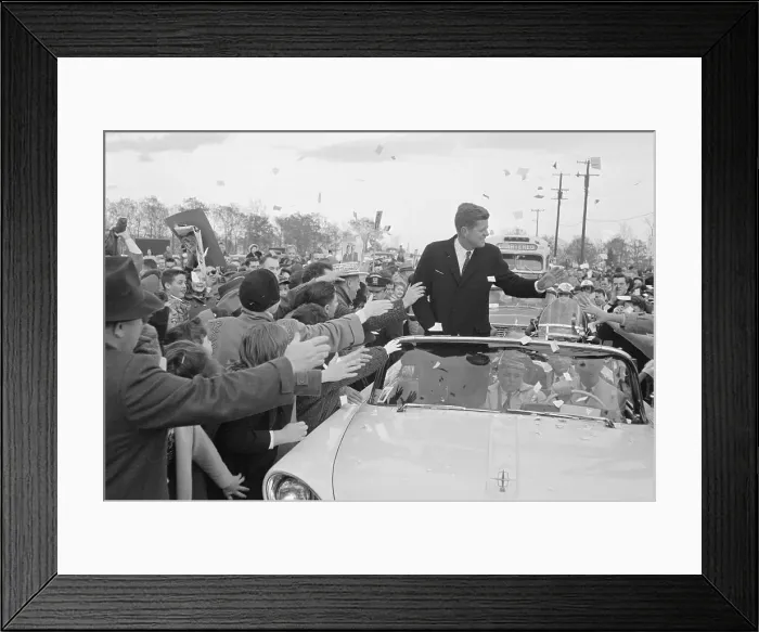Framed Print : John F. Kennedy Waving to Supporters Framed Print : John F. Kennedy Waving to Supporters