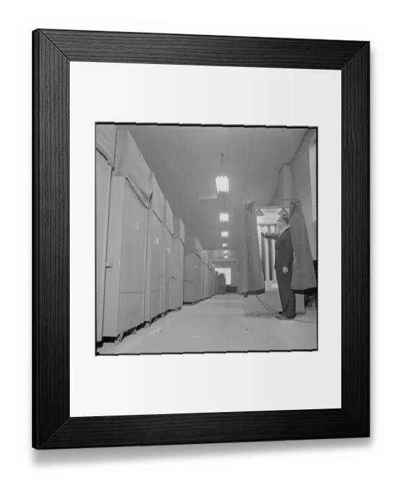 Framed Print : Election Official Checking Voting Machinery Inside Booth Framed Print : Election Official Checking Voting Machinery Inside Booth