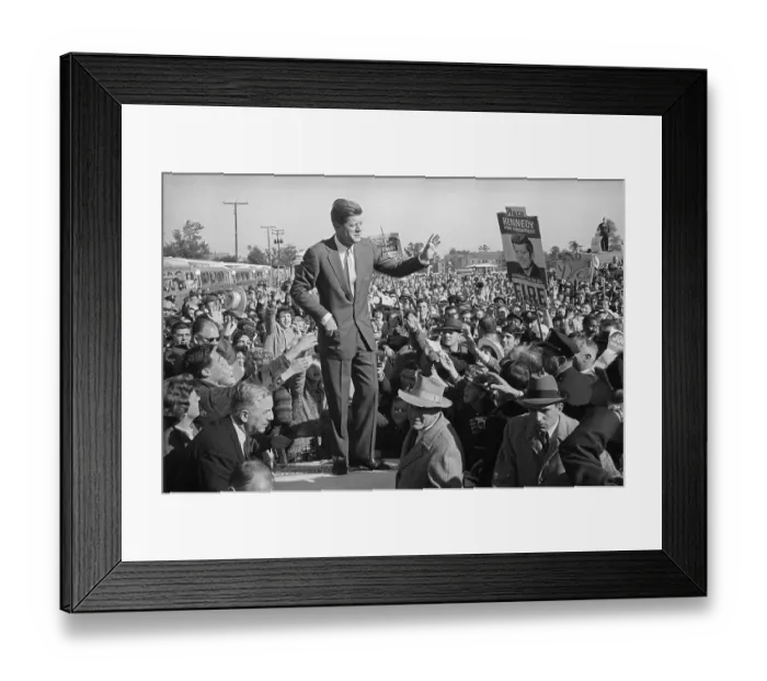 Framed Print : John F. Kennedy Greeting Crowd Framed Print : John F. Kennedy Greeting Crowd