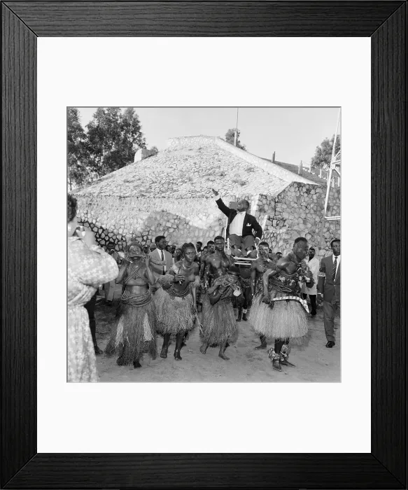 Framed Print : Jazz Musician Louis Armstrong Being Paraded in the Congo Framed Print : Jazz Musician Louis Armstrong Being Paraded in the Congo