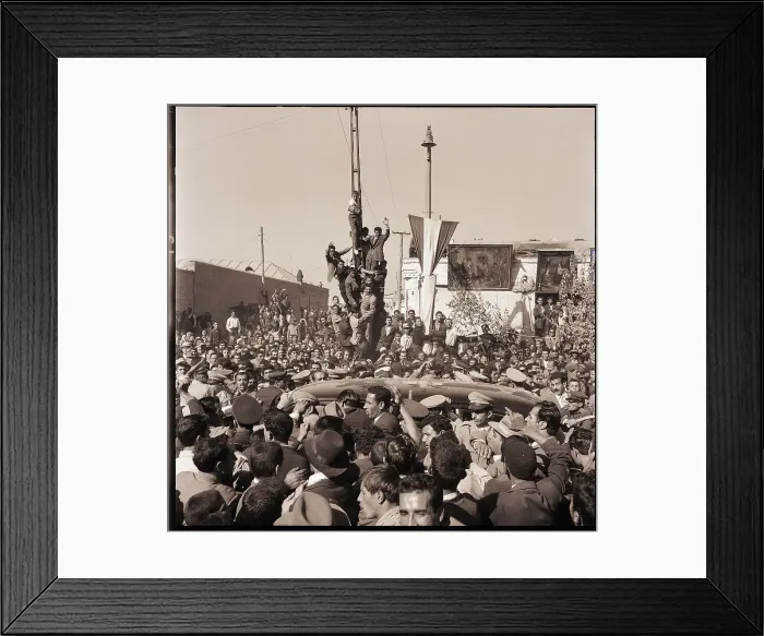 Framed Print : Crowd Surrounding Car of Shah Framed Print : Crowd Surrounding Car of Shah