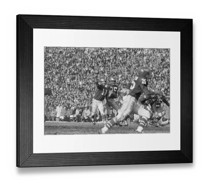 Framed Print : Norm Van Brocklin Passing Football in Championship Game Framed Print : Norm Van Brocklin Passing Football in Championship Game