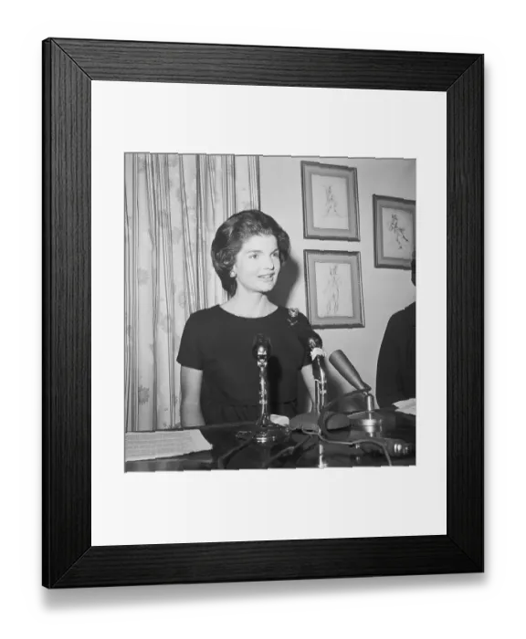 Framed Print : Jacqueline Kennedy Speaking at Press Conference Framed Print : Jacqueline Kennedy Speaking at Press Conference
