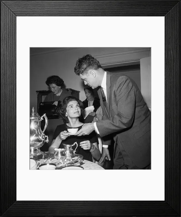 Framed Print : Jacqueline Kennedy Pouring Tea for John Foley Framed Print : Jacqueline Kennedy Pouring Tea for John Foley