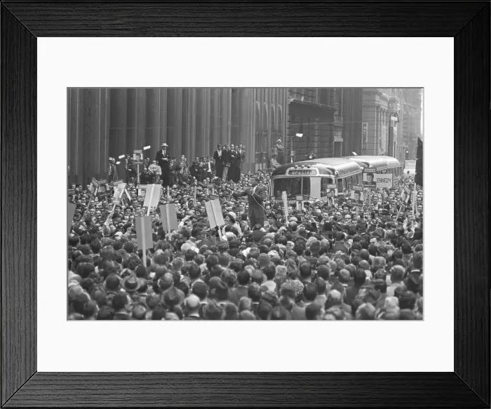 Framed Print : JFK Campaigning from Motorcade in Crowd