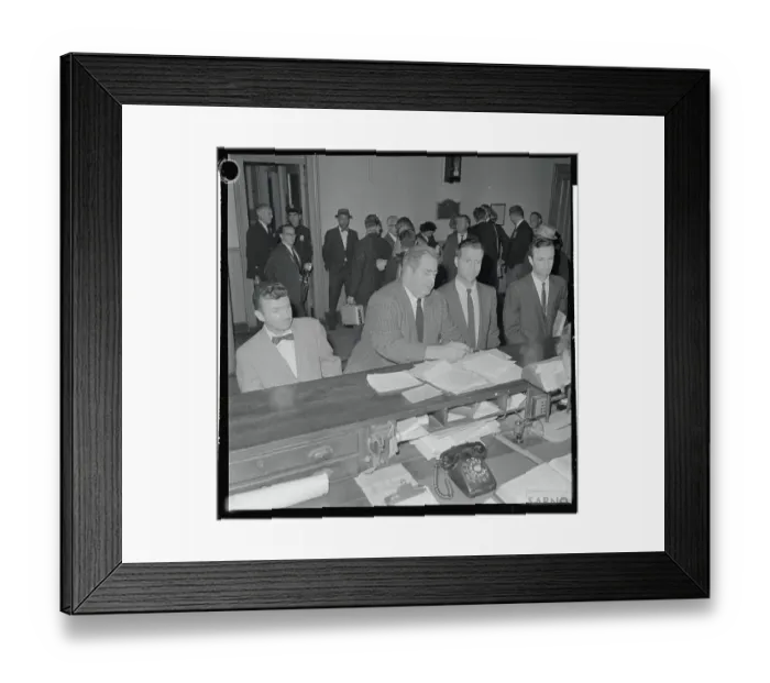 Framed Print : Henry Bloomgarden and Richard Klein at Police Station Framed Print : Henry Bloomgarden and Richard Klein at Police Station