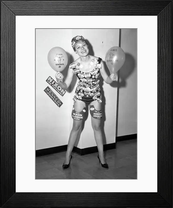 Framed Print : Model Showing Variety of Campaign Buttons Framed Print : Model Showing Variety of Campaign Buttons