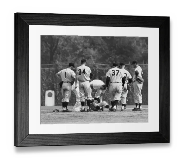 Framed Print : Tony Kubek Takes A hit - Yankees Vs Pirates Framed Print : Tony Kubek Takes A hit - Yankees Vs Pirates