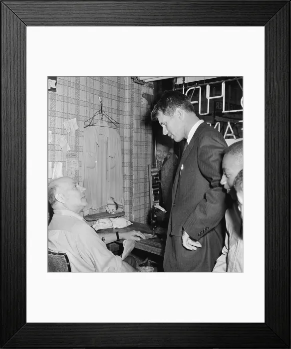 Framed Print : Campaign Manager Robert F. Kennedy Talking With Tailor About Election