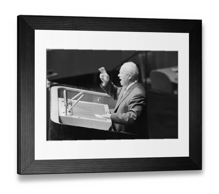 Framed Print : Soviet Premier Nikita Khrushchev Delivering Speech at United Nations