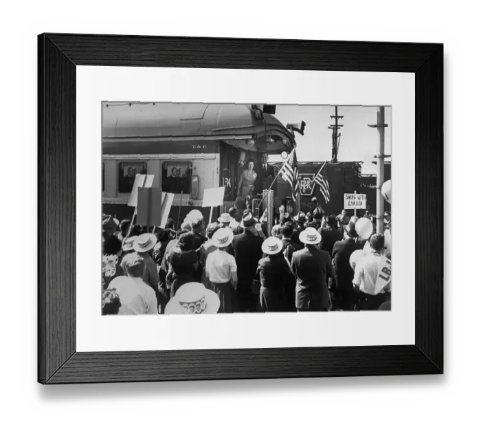 Framed Print : Lyndon Johnson and Lady Bird Waving From Train Framed Print : Lyndon Johnson and Lady Bird Waving From Train