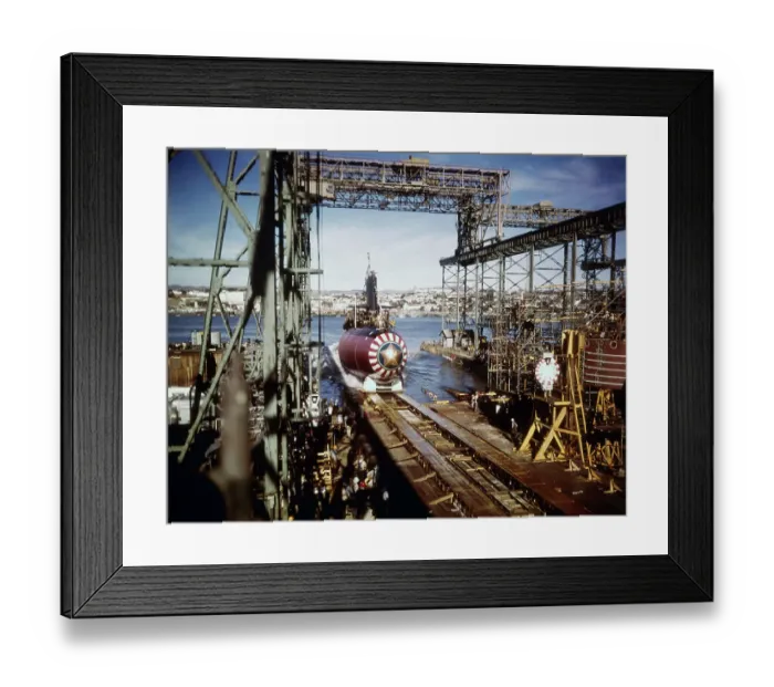 Framed Print : Launching of USS Scamp