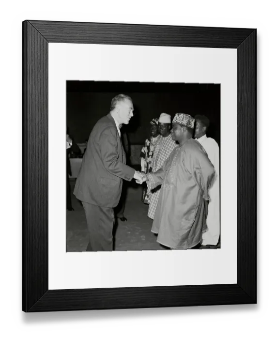 Framed Print : Christian Herter Shaking Hands with Nigerian Representative Framed Print : Christian Herter Shaking Hands with Nigerian Representative