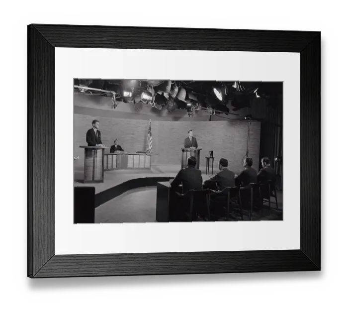 Framed Print : Richard Nixon and Kennedy at Podiums During Debate Framed Print : Richard Nixon and Kennedy at Podiums During Debate
