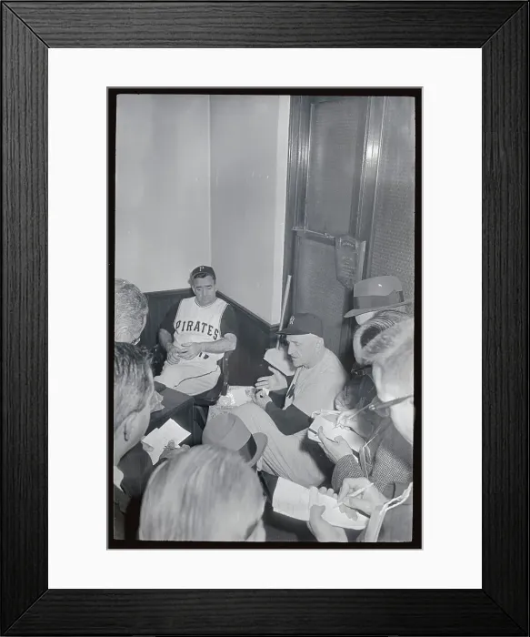 Framed Print : Casey Stengel Speaking to Press on Previous Baseball Game Framed Print : Casey Stengel Speaking to Press on Previous Baseball Game