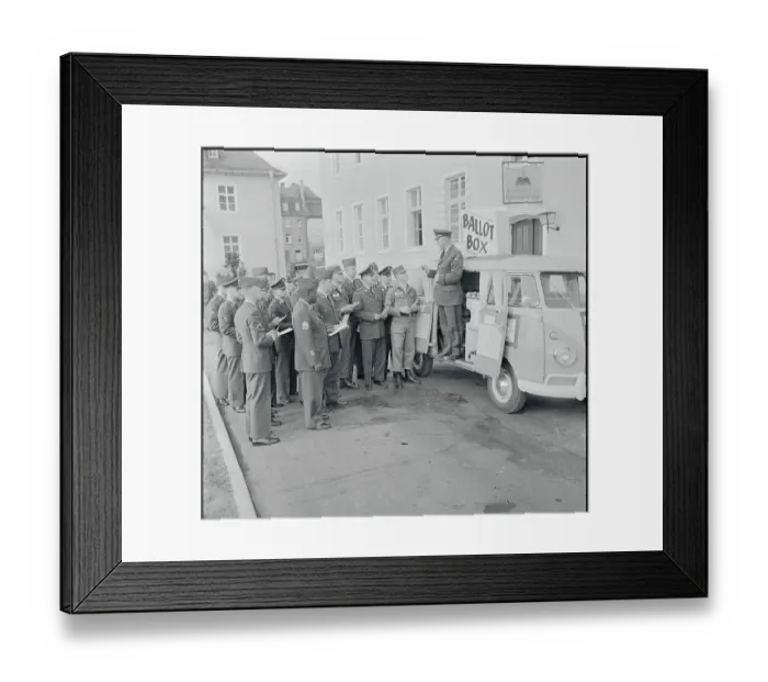 Framed Print : Voting Officer Speaking with American Soldiers