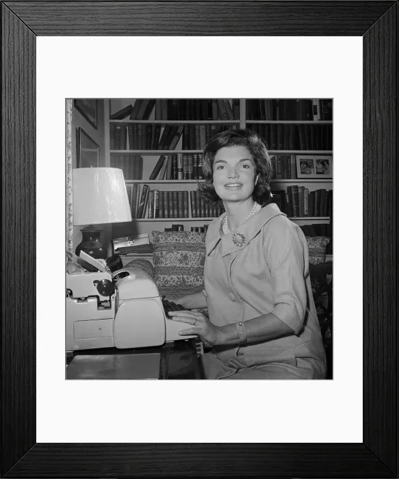Framed Print : Jacqueline Kennedy Typing Weekly Column Framed Print : Jacqueline Kennedy Typing Weekly Column