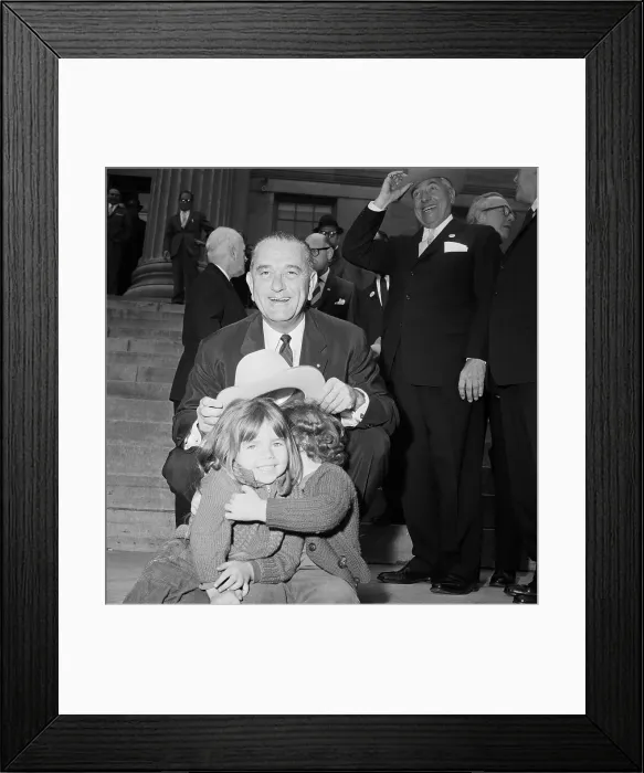 Framed Print : Lyndon B. Johnson Joking with Youngsters Framed Print : Lyndon B. Johnson Joking with Youngsters