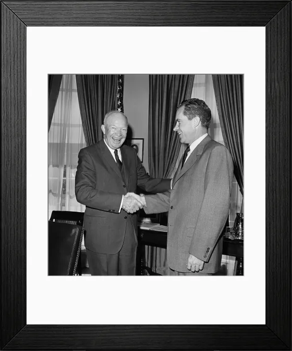 Framed Print : Dwight Eisenhower and Richard Nixon Shaking Hands Framed Print : Dwight Eisenhower and Richard Nixon Shaking Hands