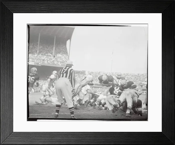 Framed Print : Jim Brown Leaping Over Players Framed Print : Jim Brown Leaping Over Players