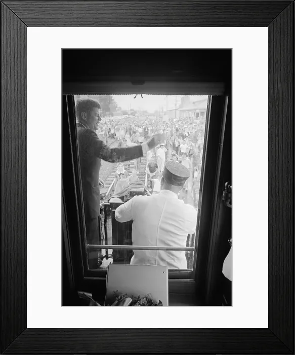 Framed Print : Kennedy Campaigning by Train Framed Print : Kennedy Campaigning by Train