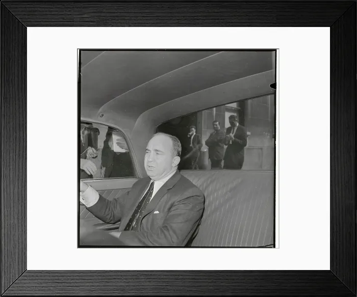 Framed Print : Mickey Cohen in Back of Car