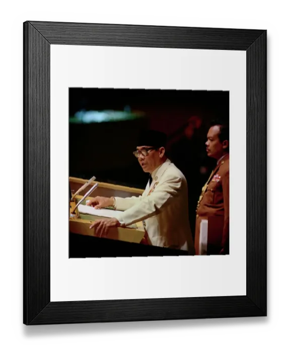 Framed Print : Indonesian President Sukarno at Podium Framed Print : Indonesian President Sukarno at Podium