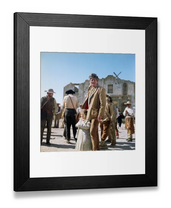 Framed Print : John Wayne and Daughter Aissa on Movie Set Framed Print : John Wayne and Daughter Aissa on Movie Set