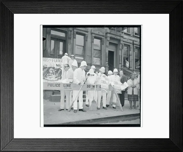 Framed Print : Sanitation Workers Cleaning a Street