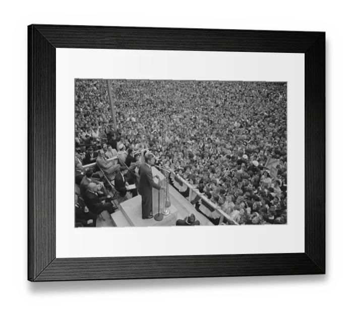 Framed Print : John Kennedy Addressing a Crowd Framed Print : John Kennedy Addressing a Crowd