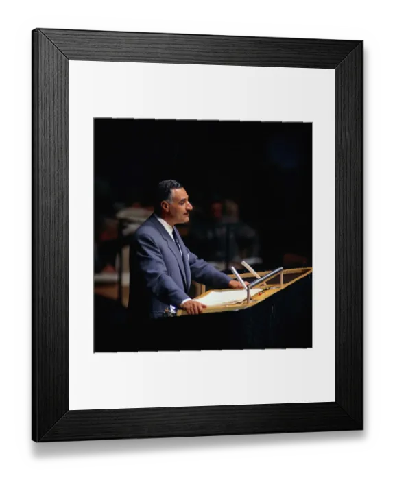 Framed Print : Gamal Abdel Nasser Speaking at Podium Framed Print : Gamal Abdel Nasser Speaking at Podium
