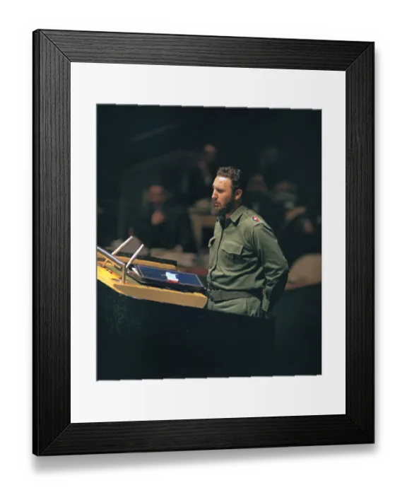 Framed Print : Distant View of Fidel Castro Standing in Front of Audience Framed Print : Distant View of Fidel Castro Standing in Front of Audience