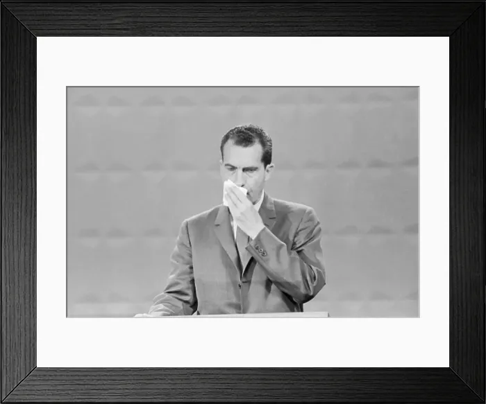 Framed Print : Nixon Wiping Face During Debate Framed Print : Nixon Wiping Face During Debate