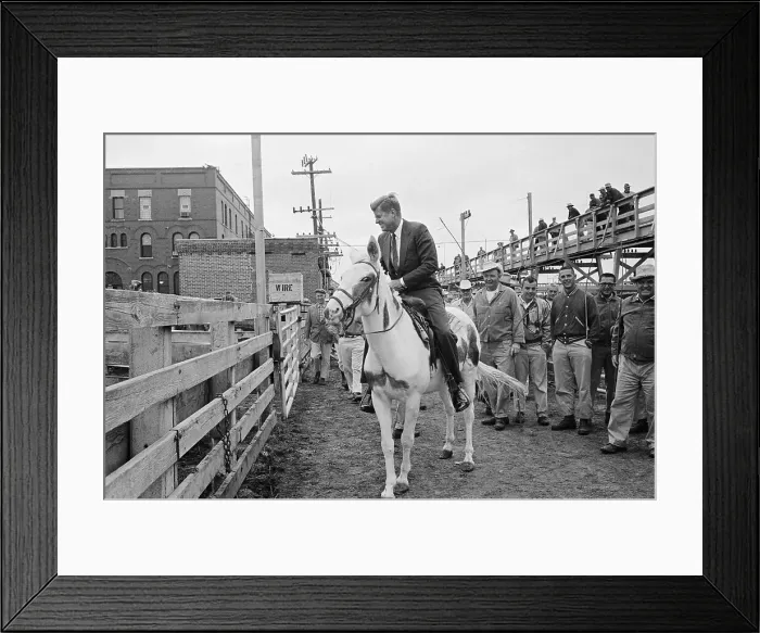 Framed Print : John Kennedy Riding a White Mule