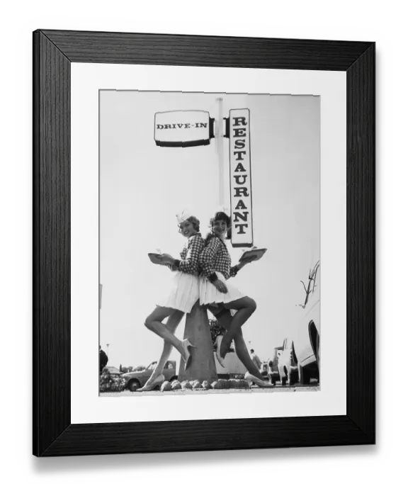 Framed Print : Carhops at English Drive-in Restaurant Framed Print : Carhops at English Drive-in Restaurant