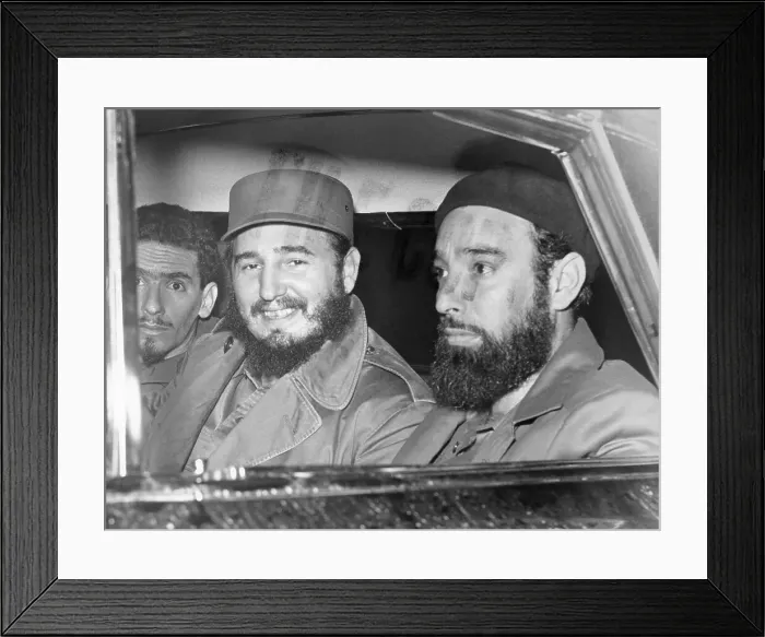 Framed Print : Fidel Castro Leaving Hotel Scene by Car Framed Print : Fidel Castro Leaving Hotel Scene by Car