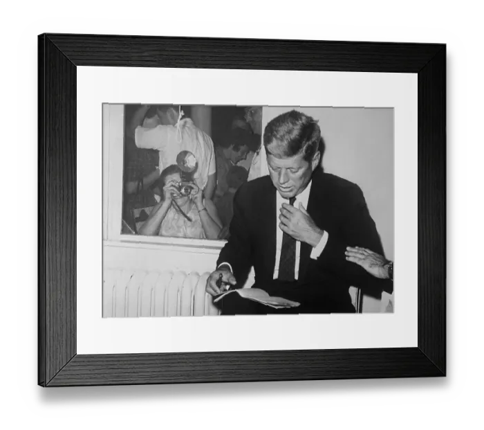 Framed Print : John F. Kennedy Being Photographed by Female Fan Framed Print : John F. Kennedy Being Photographed by Female Fan
