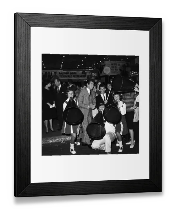 Framed Print : Frankie Avalon and Fabian with Cheerleaders Framed Print : Frankie Avalon and Fabian with Cheerleaders
