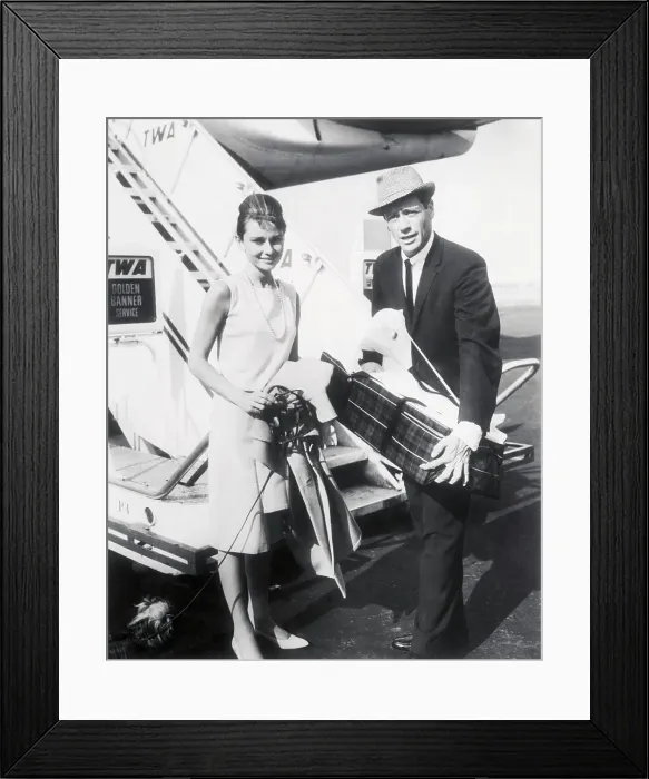 Framed Print : Audrey Hepburn and Family Preparing to Leave on Flight Framed Print : Audrey Hepburn and Family Preparing to Leave on Flight