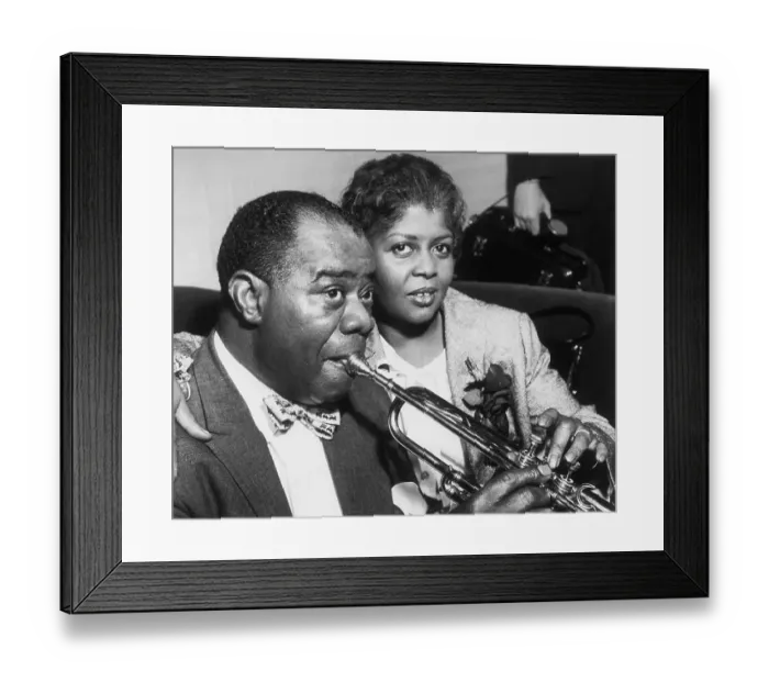 Framed Print : Louis Armstrong with Wife and Trumpet Framed Print : Louis Armstrong with Wife and Trumpet