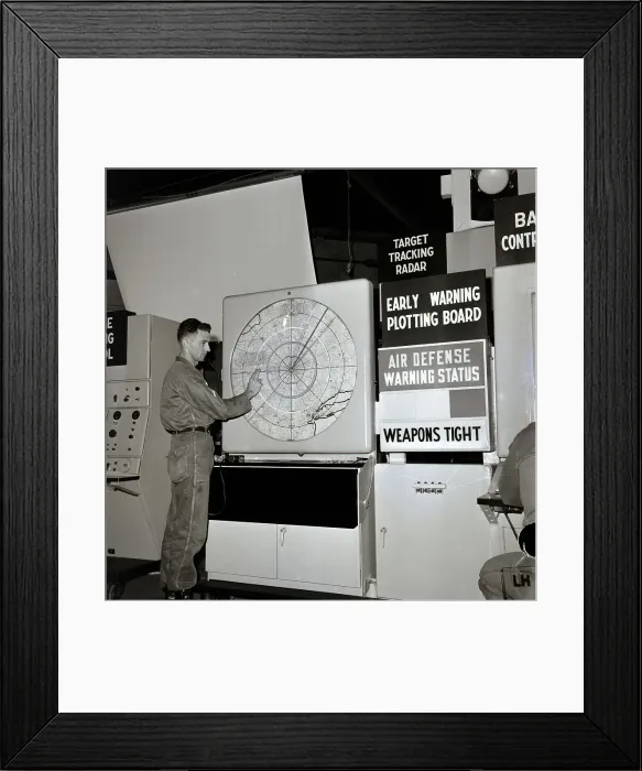 Framed Print : Men Seated At Missile Console Working Framed Print : Men Seated At Missile Console Working